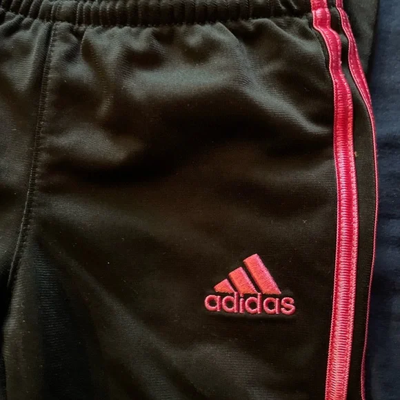 Adidas kids Black Tracksuit with Pink Stripes - Picture 2 of 10